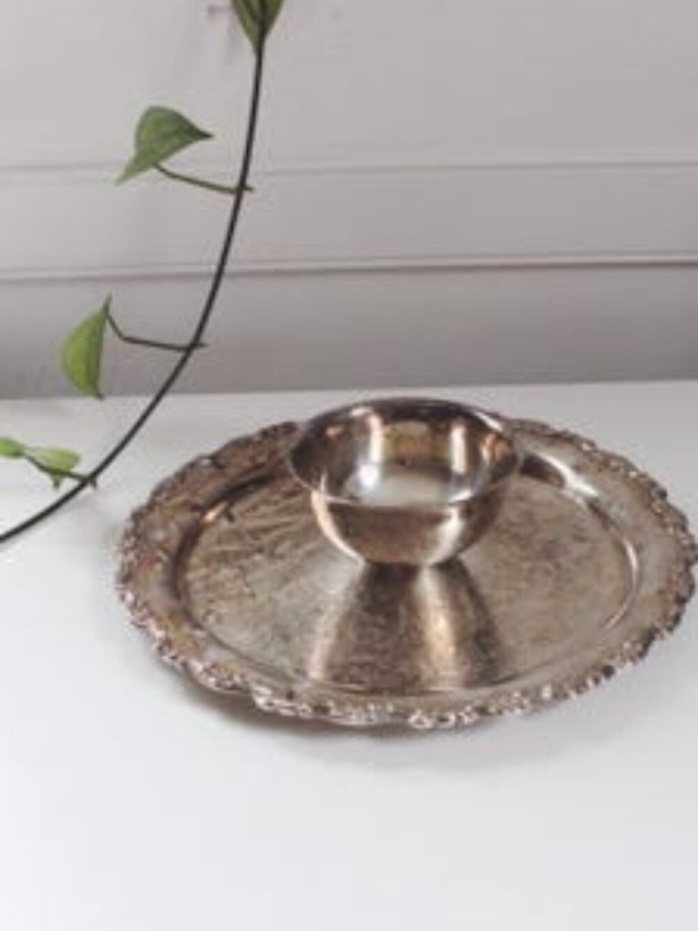 Vintage Silver Plated Chip and Dip Serving Tray by Oneida